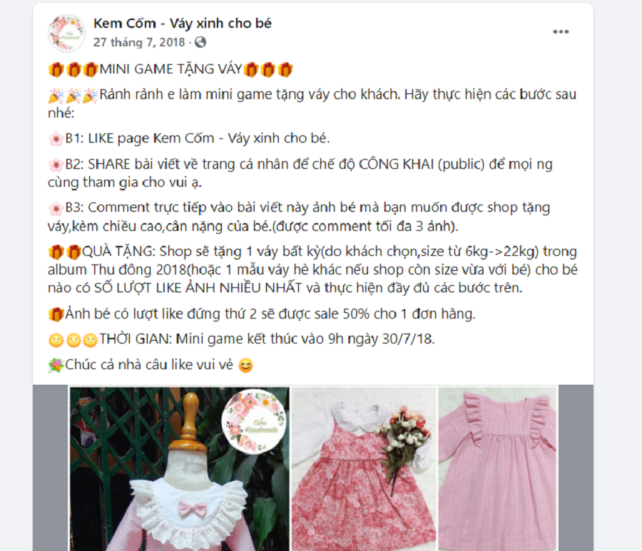 mẫu content bán quần áo trẻ em