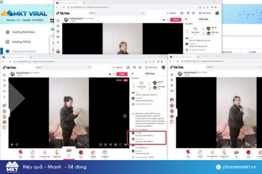 Chạy seeding livestream tiktok tự động