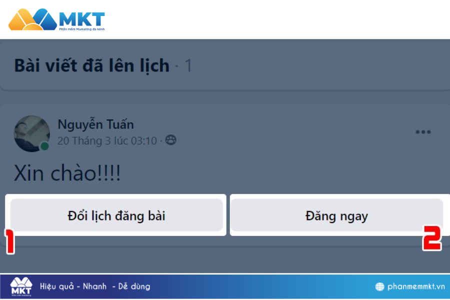 Cách lên lịch đăng bài trên page